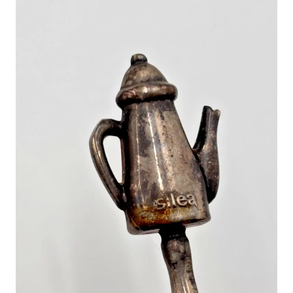 Silea Silver Plate Demitasse Spoon Coffee Tea Pot Finial Italy
